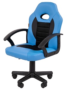 Детское компьютерное кресло CHAIRMAN KIDS 111, экокожа, голубой/черный